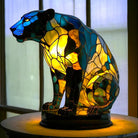 Artistic Stained Glass Wolf Table Lamp
