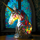 Artistic Stained Glass Wolf Table Lamp