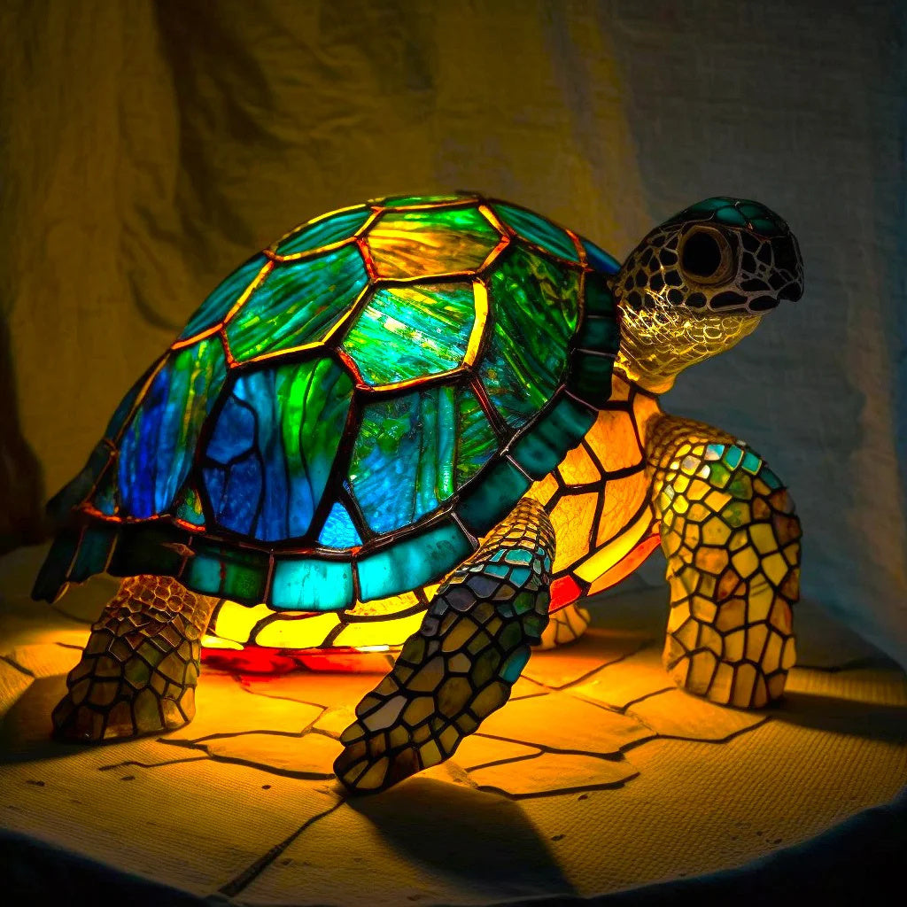 Artistic Stained Glass Wolf Table Lamp