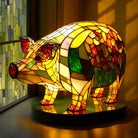 Artistic Stained Glass Wolf Table Lamp