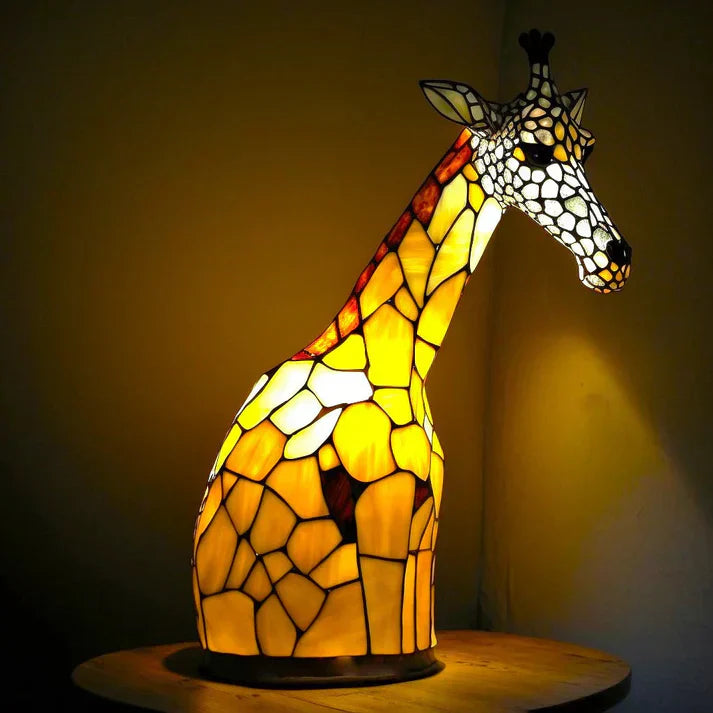 Artistic Stained Glass Wolf Table Lamp